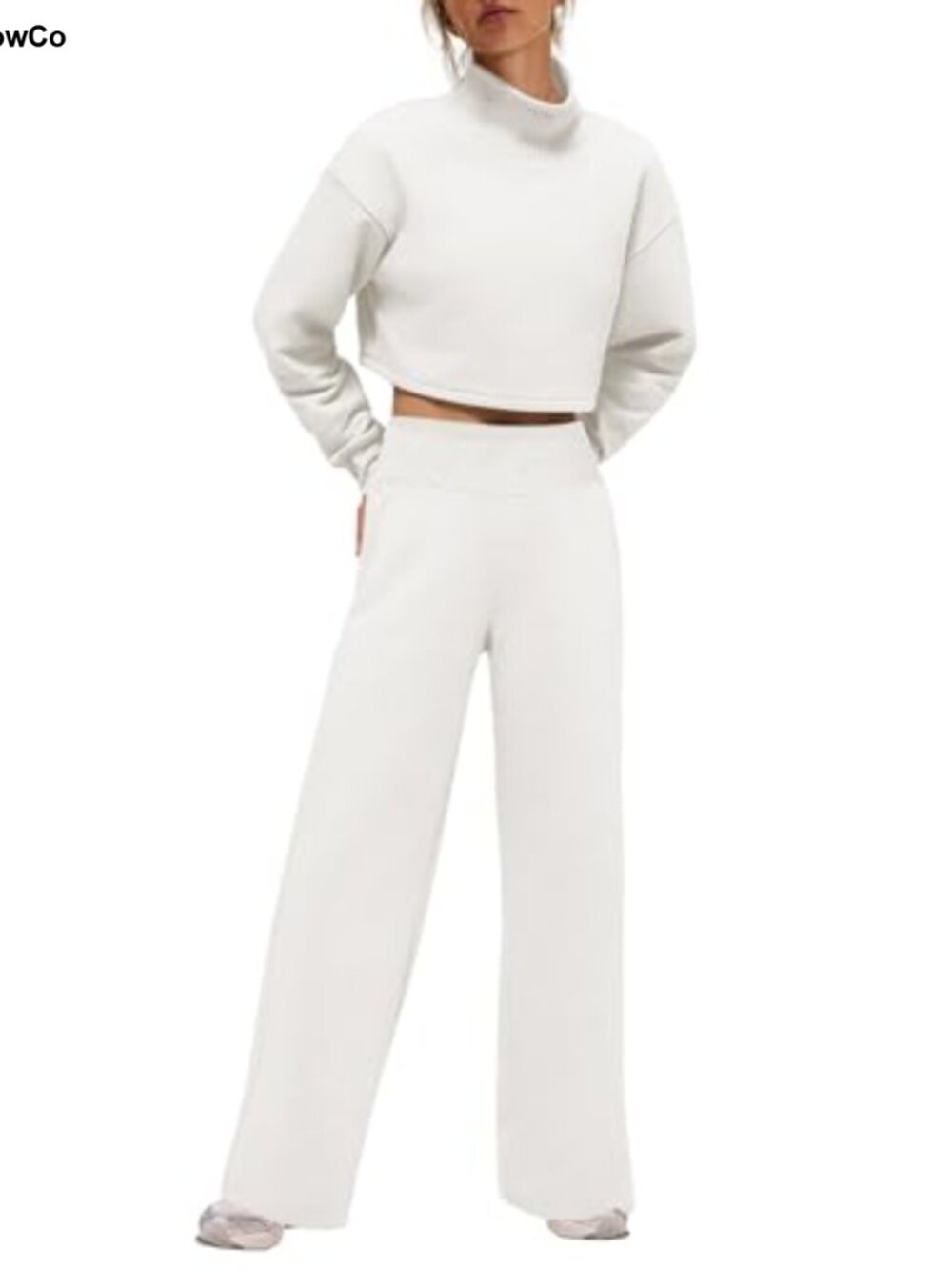 Women's 2-Piece Lounge Set Mock Neck Sweatshirt Wide Leg Sweatpants
